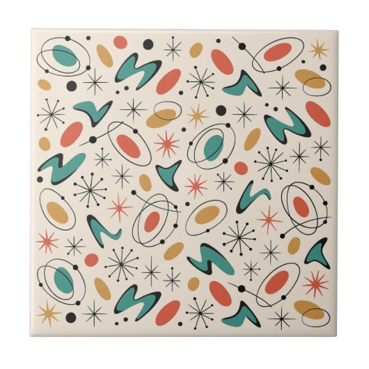 Mid-Century-Modern-Sonnenstrahl-Muster Fliese (Vorderseite)