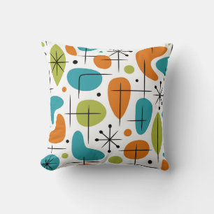 Mid-Century-Modern-Sonnenstrahl-Muster Kissen