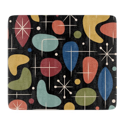 Mid-Century-Modern-Sonnenstrahl-Muster Schneidebrett (Vorderseite)