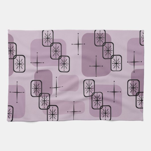 Mid Century Modern Sputnik Mauve Geschirrtuch (Horizontal)