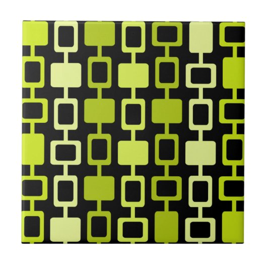 Mid Century Modern Square Columns Black Chartreuse Fliese (Vorderseite)