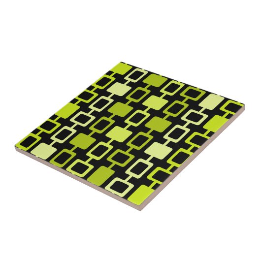 Mid Century Modern Square Columns Black Chartreuse Fliese (Seite)