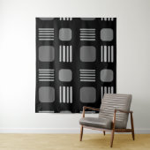 Mid-Century Modern Squares Lines Dark Gray Wandteppich (Beispiel)