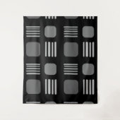 Mid-Century Modern Squares Lines Dark Gray Wandteppich (Vorderseite)