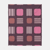 Mid-Century Modern Squares Lines Dark Pink Fleecedecke (Vorderseite)