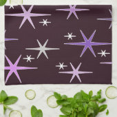 Mid Century Modern Star Sky Lila Geschirrtuch (Gefaltet)