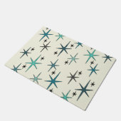Mid Century Modern Star Sky Turquoise Fußmatte (Schrägansicht)