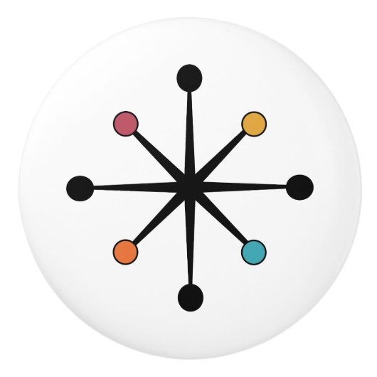 Mid Century Modern Starburst Keramikknauf (Vorderseite)