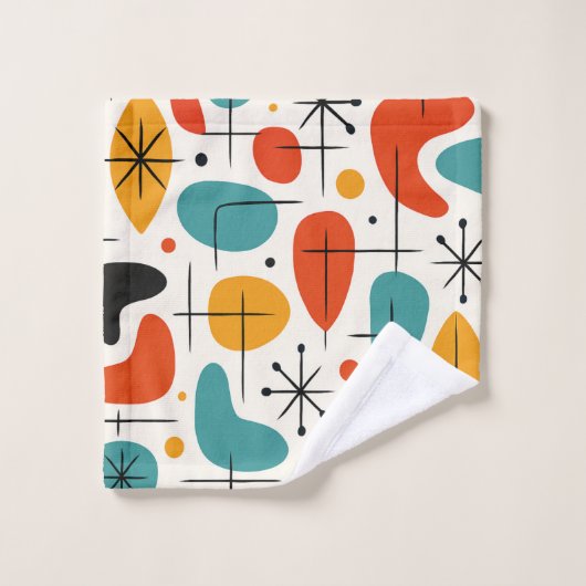 Mid Century Modern Starburst Pattern Badhandtuch Set (Waschlappen)