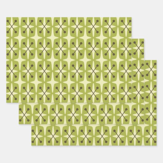 Mid Century Modern Starburst Pattern Geschenkpapier Set (Set)