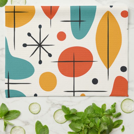 Mid Century Modern Starburst Pattern Geschirrtuch (Gefaltet)