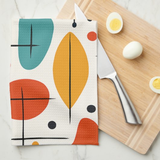 Mid Century Modern Starburst Pattern Geschirrtuch (Viertel Falte)