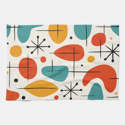 Mid Century Modern Starburst Pattern Geschirrtuch (Horizontal)