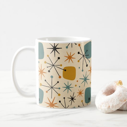 Mid Century Modern Starburst Pattern Kaffeetasse (Mit Donut)