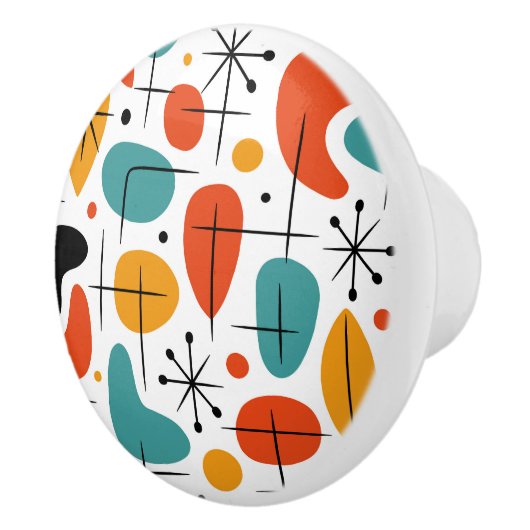 Mid Century Modern Starburst Pattern Keramikknauf (Rechts)