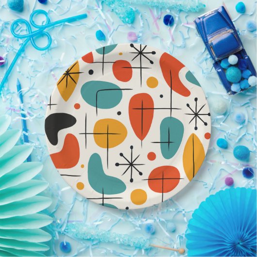 Mid Century Modern Starburst Pattern Pappteller (Party)