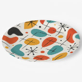 Mid Century Modern Starburst Pattern Pappteller (Schrägansicht)