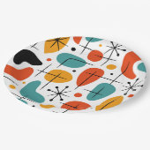 Mid Century Modern Starburst Pattern Pappteller (Schrägansicht)