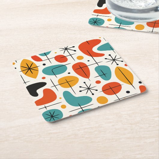 Mid Century Modern Starburst Pattern Rechteckiger Pappuntersetzer (angewinkelt)