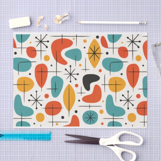 Mid Century Modern Starburst Pattern Seidenpapier (Handwerk)