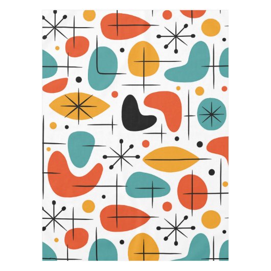 Mid Century Modern Starburst Pattern Tischdecke (Vorderseite)