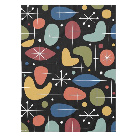 Mid Century Modern Starburst Pattern Tischdecke (Vorderseite)