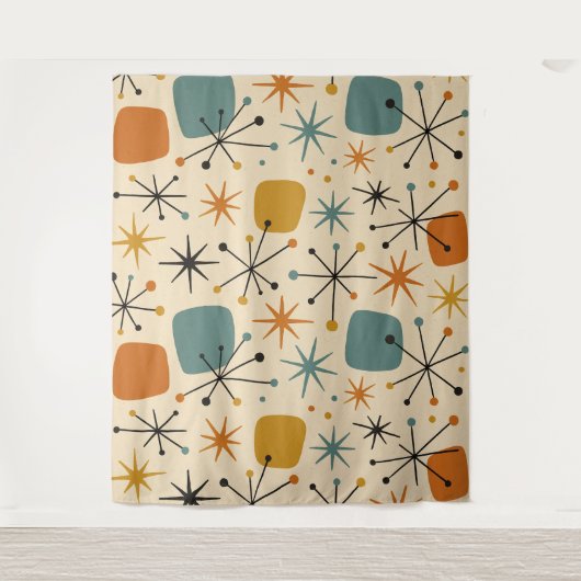 Mid Century Modern Starburst Pattern Wandteppich (Vorderseite)