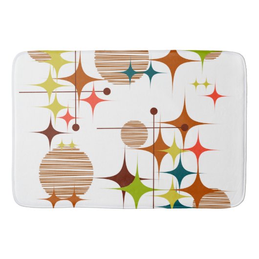 Mid Century Modern Starbursts and Globes Badematte (Vorderseite)