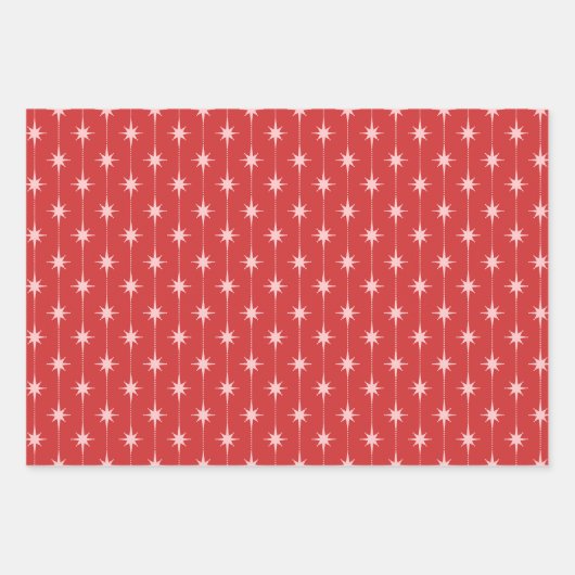 Mid Century Modern Stars and Dots Atomic Pattern Geschenkpapier Set (Vorderseite 2)