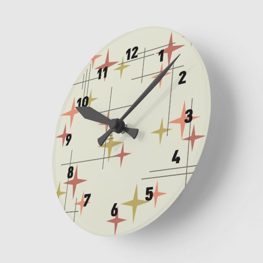 Mid Century Modern Stars Runde Wanduhr (Winkel)
