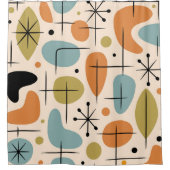 Mid Century Modern Sternenexplosion Muster Duschvorhang (Vorderseite)