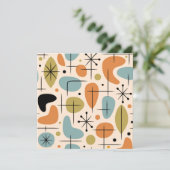 Mid Century Modern Sternenexplosion Muster Einladung (Stehend Vorderseite)