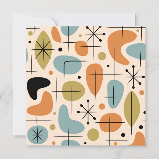 Mid Century Modern Sternenexplosion Muster Einladung (Vorderseite)