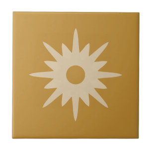 Mid-Century Modern Sternenexplosion Ockergold Fliese