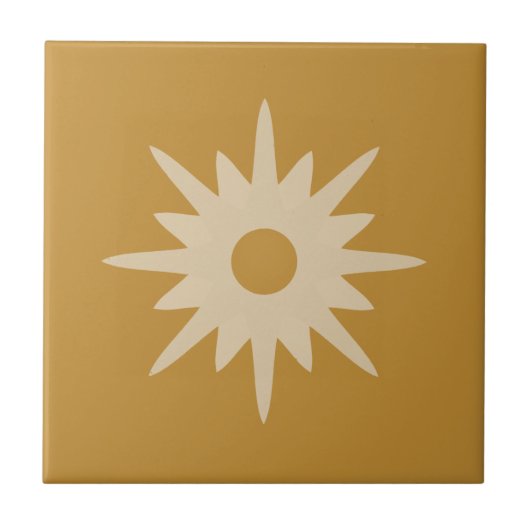 Mid-Century Modern Sternenexplosion | Ockergold Fliese (Vorderseite)
