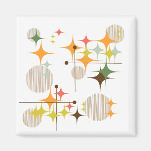 Mid Century Modern Sternenexplosionen und Globus-F Magnet