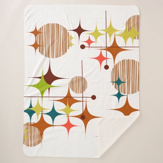 Mid Century Modern Sternenexplosionen und Globus-F Sherpadecke (Vorderseite)