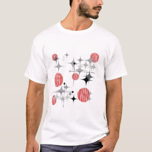 Mid Century Modern Sternenexplosionen und Globus-F T-Shirt
