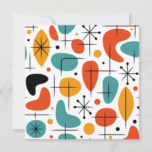Mid-Century-Modern-Sternenmuster Einladung (Vorderseite)