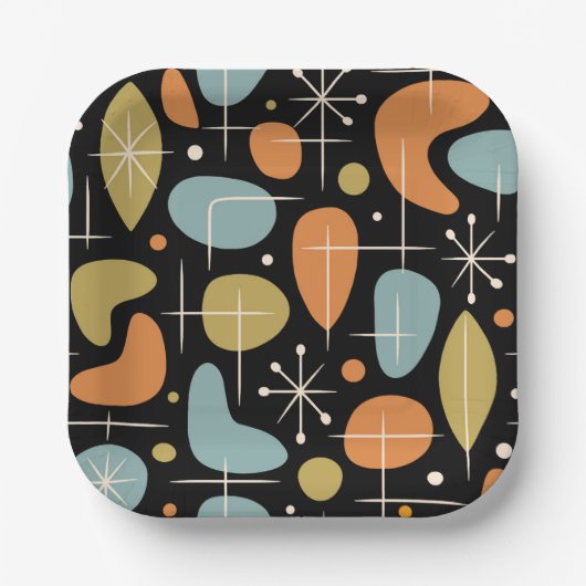 Mid Century Modern Sternenmuster Pappteller (Vorderseite)