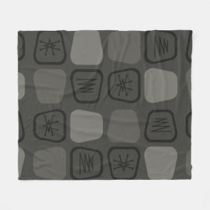 Mid Century Modern Stretched Squares Black Fleecedecke