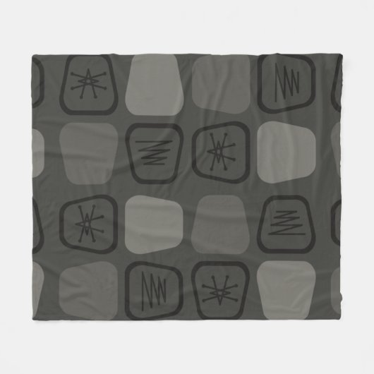 Mid Century Modern Stretched Squares Black Fleecedecke (Vorderseite (Horizontal))
