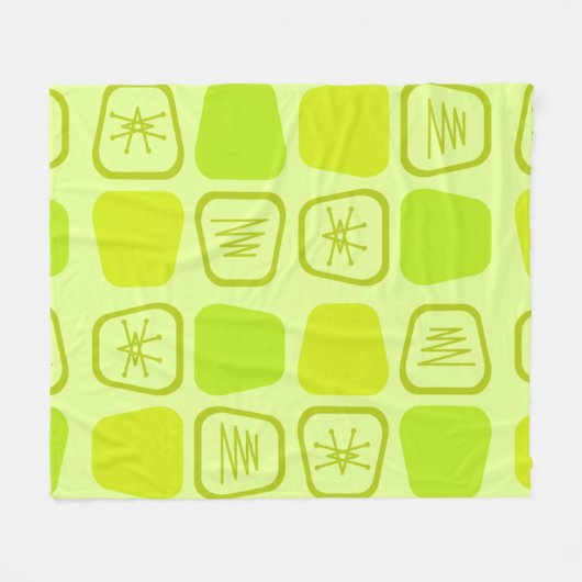 Mid Century Modern Stretched Squares Chartreuse Fleecedecke (Vorderseite (Horizontal))