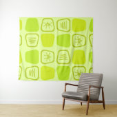 Mid Century Modern Stretched Squares Chartreuse Wandteppich (Beispiel (Horizontal))