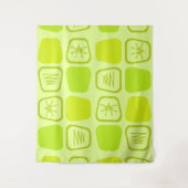 Mid Century Modern Stretched Squares Chartreuse Wandteppich (Vorderseite)