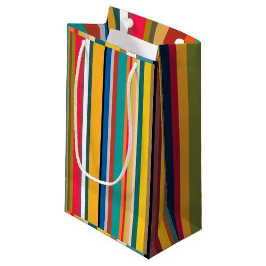 Mid-Century Modern Stripes  Kleine Geschenktüte (Vorderseite Schrägansicht)