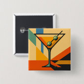 Mid Century Modern Sunrise Bauhaus Martini Button (Vorne & Hinten)