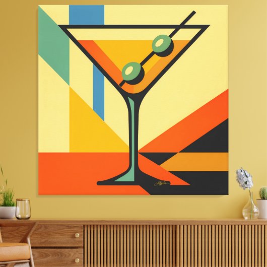 Mid Century Modern Sunrise Bauhaus Martini Leinwanddruck (Insitu (Wohnzimmer))