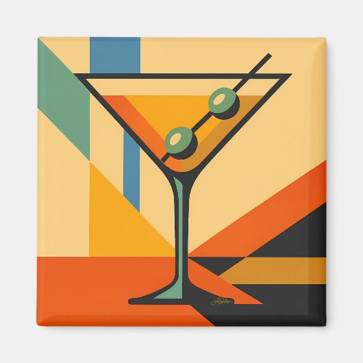 Mid Century Modern Sunrise Bauhaus Martini Magnet (Vorne)
