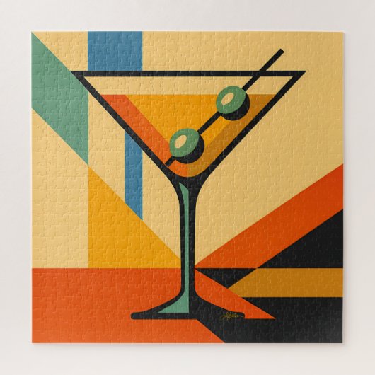 Mid Century Modern Sunrise Bauhaus Martini Puzzle (Vertikal)